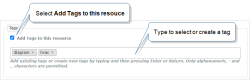 The tags section on the Create Resource Image page in the TrueContext Web Portal. Add Tags to this resource is selected, and the user has applied two tags: diagram and hvac.